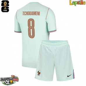 Ranska Aurelien Tchouameni #8 Vieraspaita Lapsille MM-kisat 2026 Lyhythihainen (+ shortsit)
